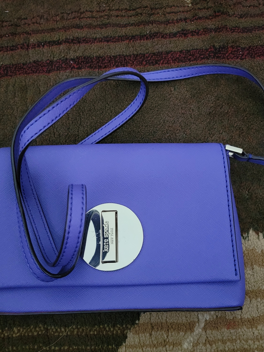 kate spade purple crossbody bag with silver hardware